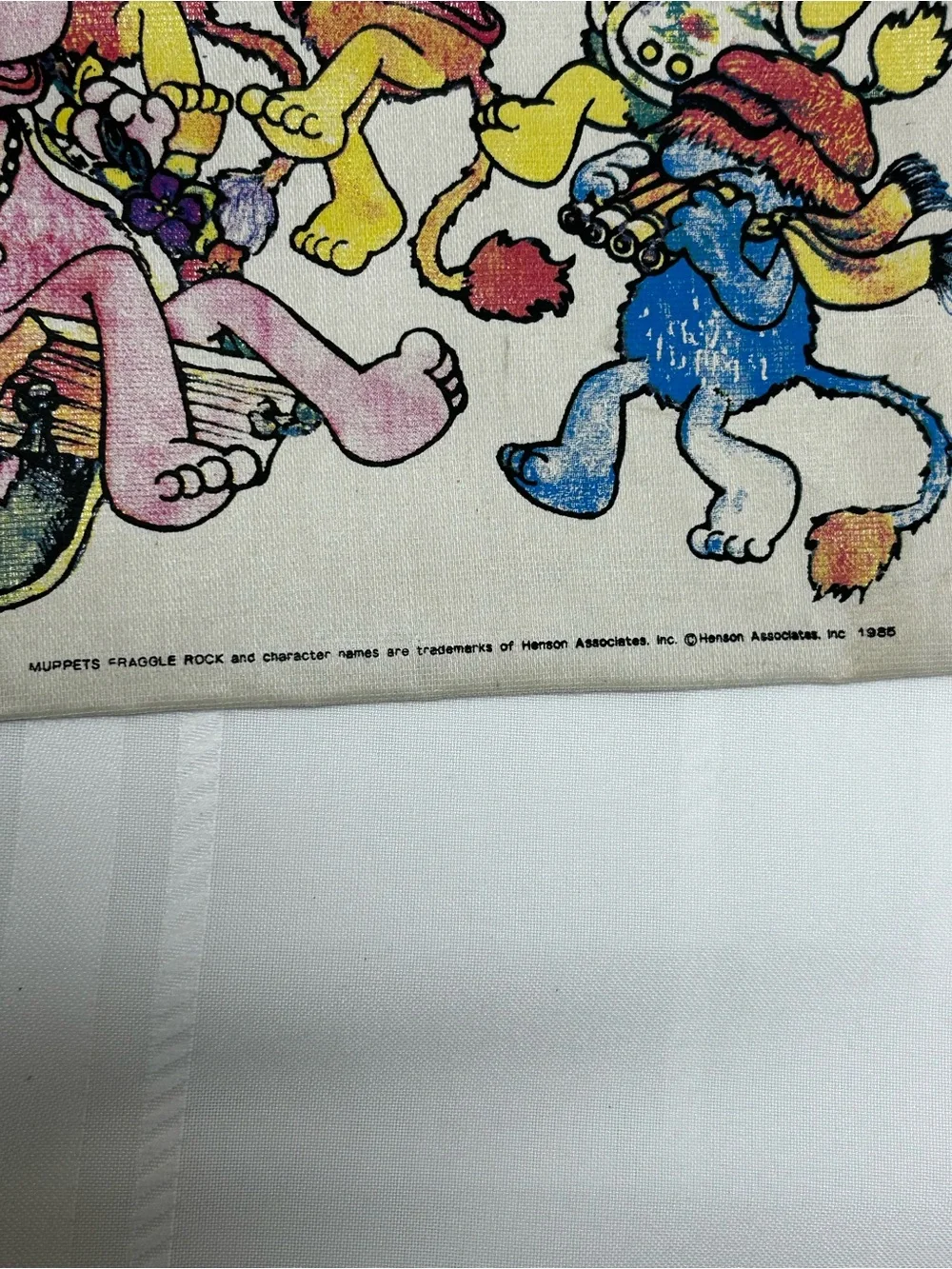 Vintage 1985 Henson Fraggle Rock Muppets Tote Bag Graphic Red Yellow Orange